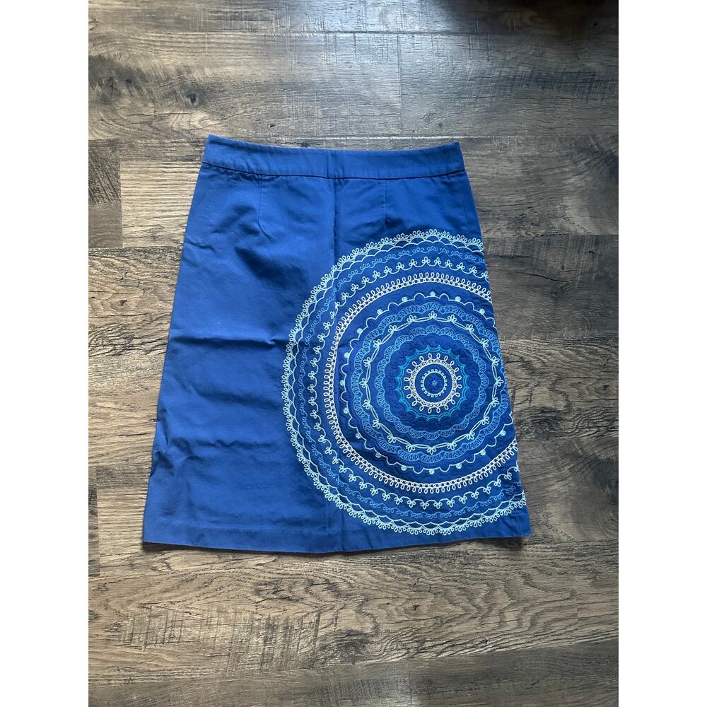 Boden Skirt Blue with Embroidery Size 6